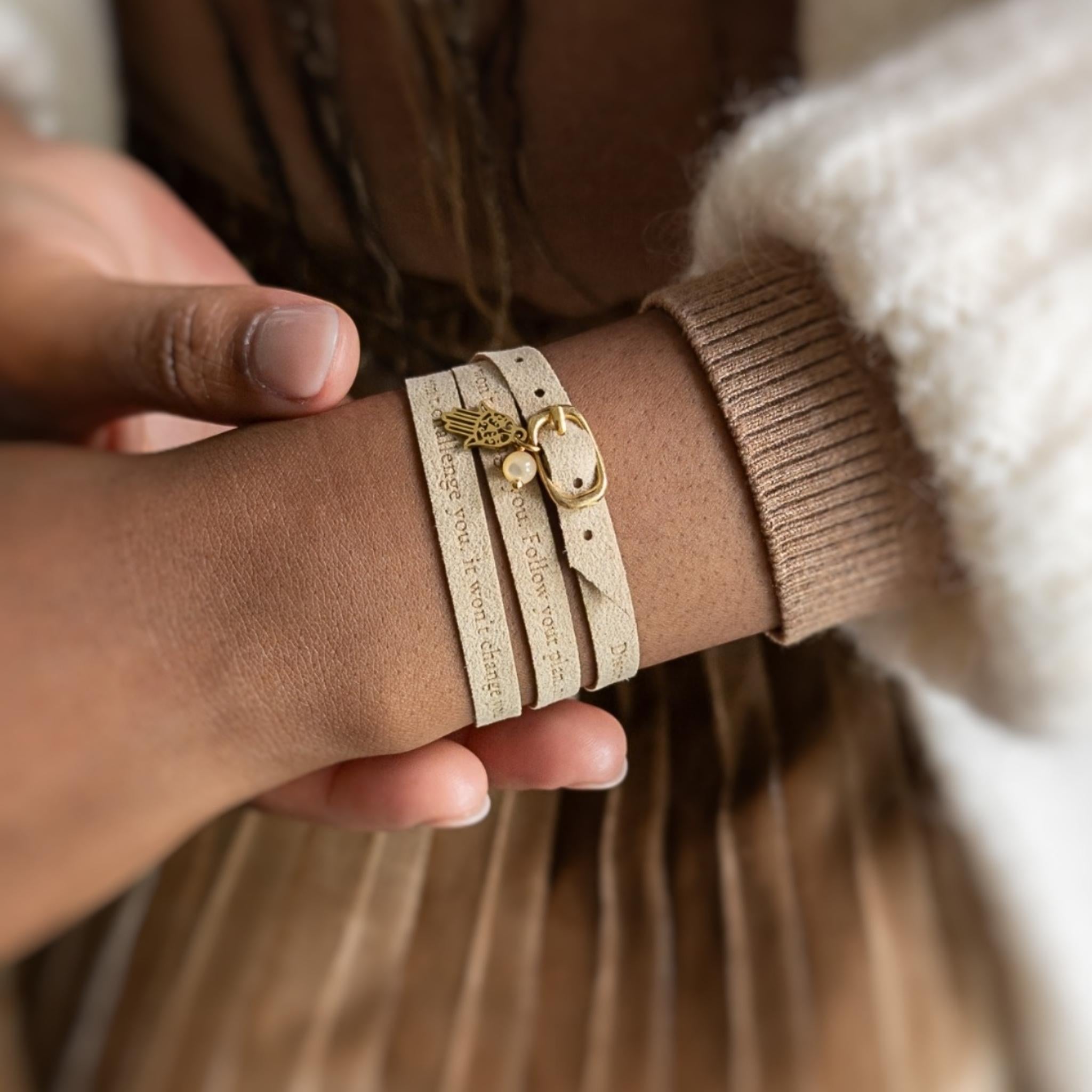 Custom Engraved Vegan Suede Wrap Bracelet with a Clasp, 7 mm / 0.28"