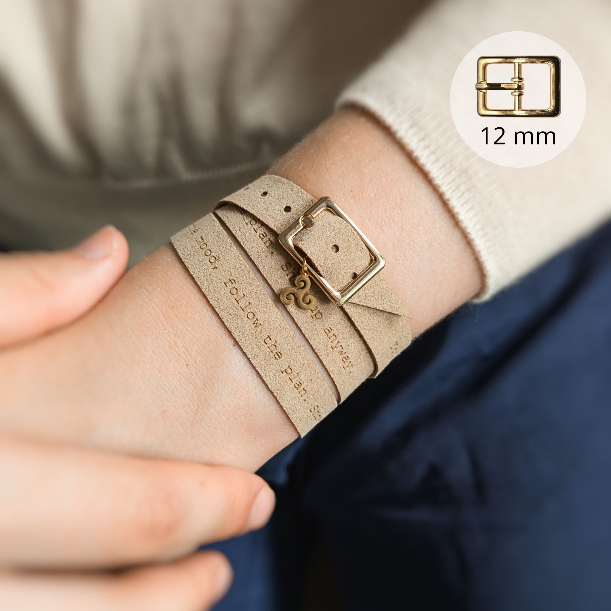 Bold Custom Engraved Bracelet with a Buckle, 12 mm / 0.47