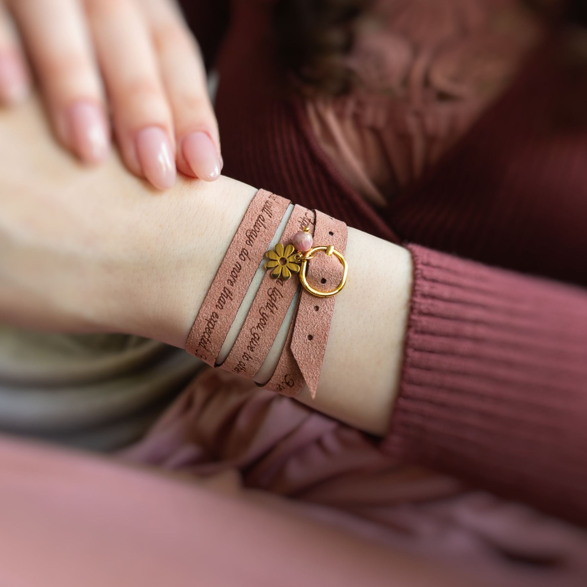 Elegant Custom Engraved Wrap Bracelet with a Clasp, 10 mm / 0.4