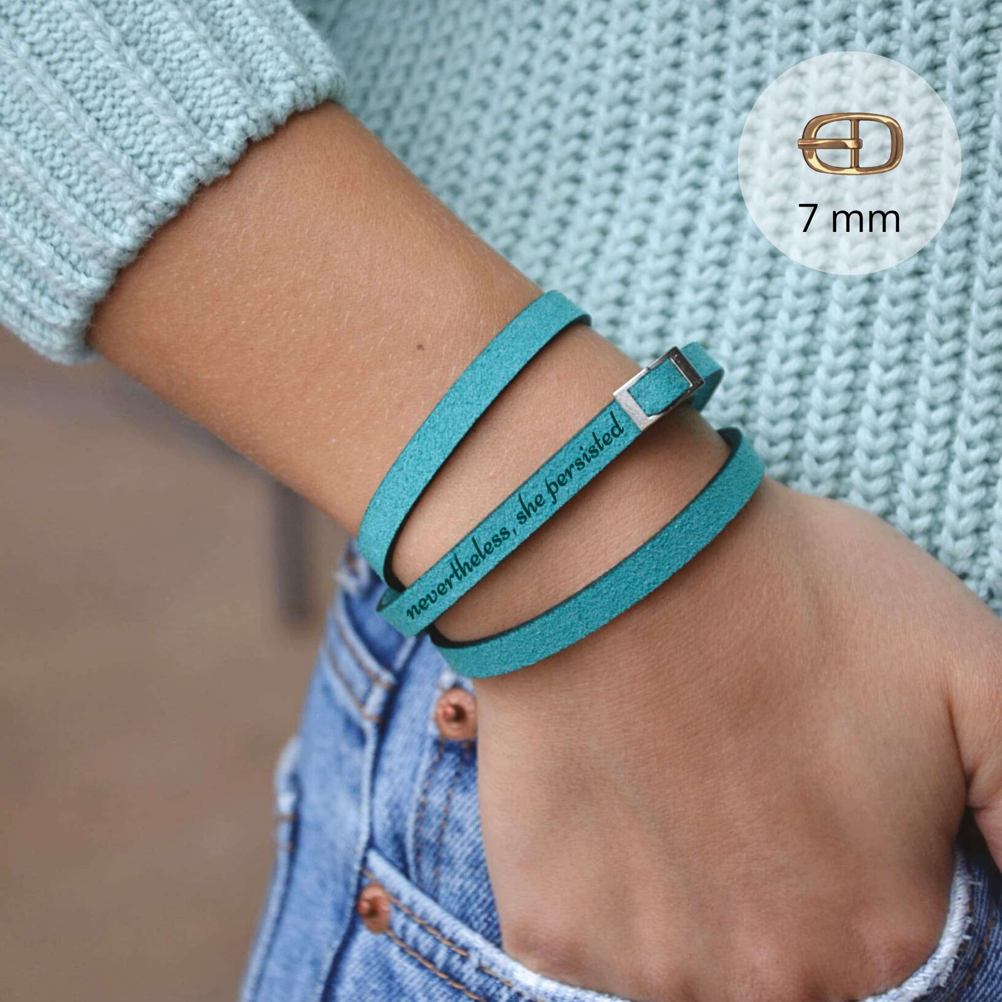 Delicate Custom Engraved Bracelet with a Clasp, 7 mm / 0.28