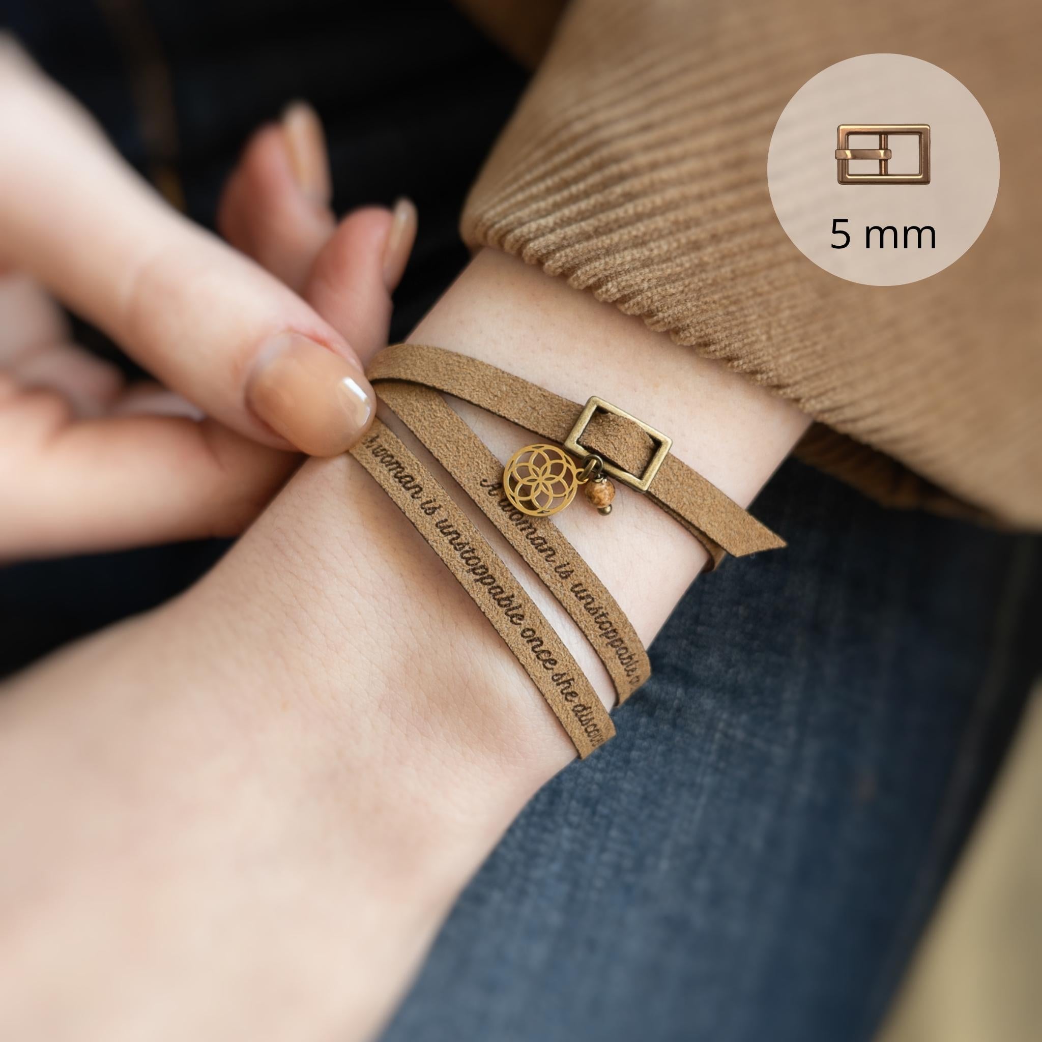 Thin Custom Engraved Wrap Bracelet with a Clasp, 5mm / 0.2