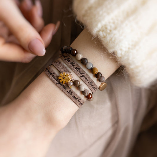 Dainty Custom Engraved Bracelet with 6 mm Gemstone Beads, 7 mm / 0.28"