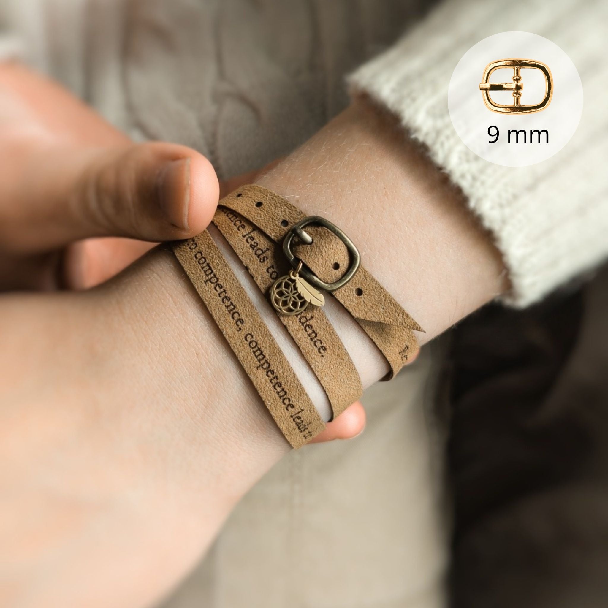 Sleek Custom Engraved Bracelet with a Buckle, 9 mm / 0.35