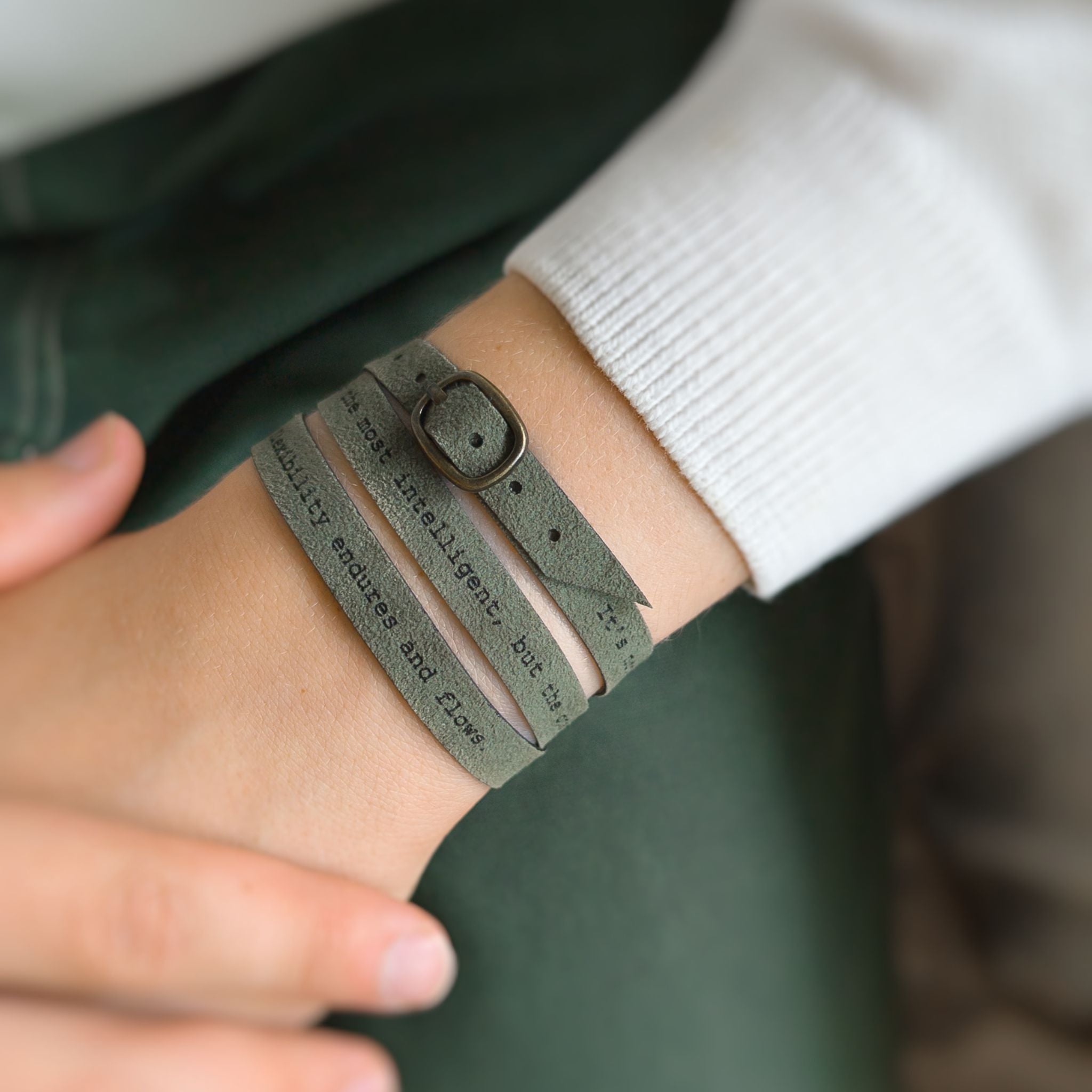 Sleek Custom Engraved Bracelet with a Buckle, 9 mm / 0.35