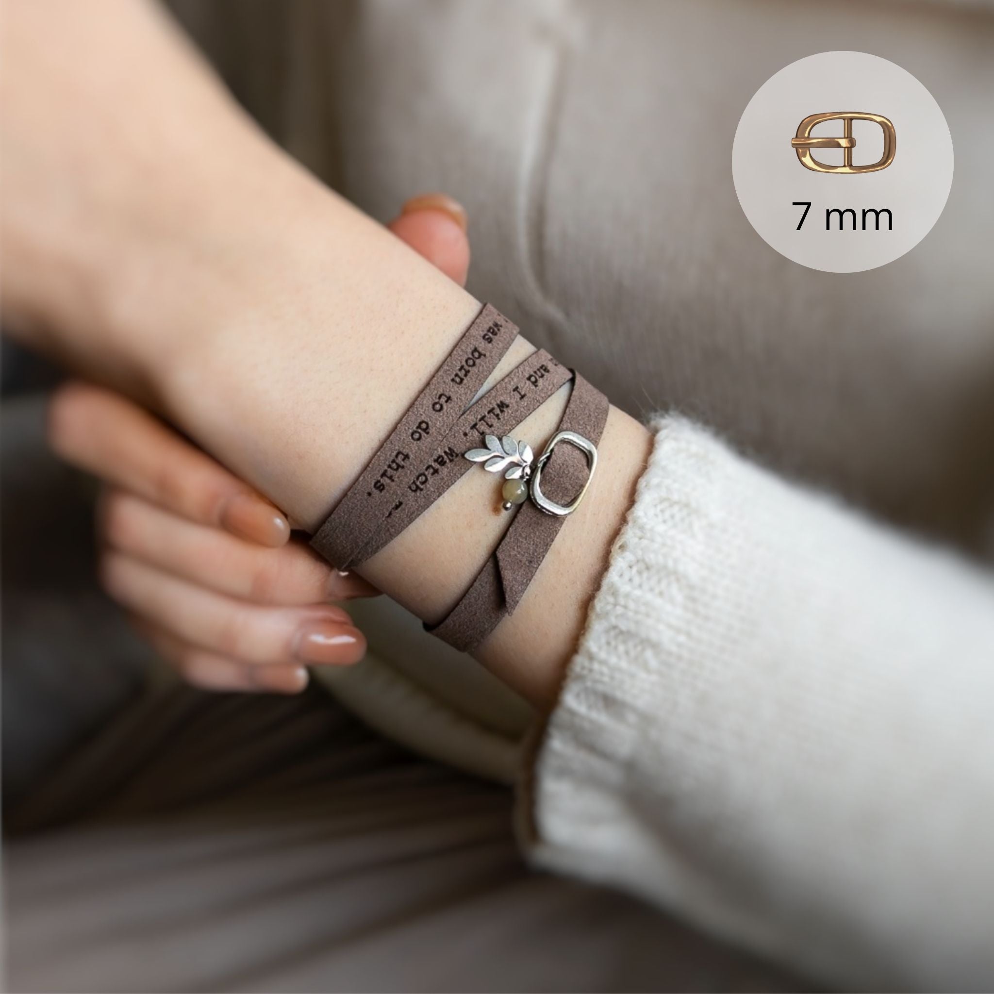 Delicate Custom Engraved Wrap Bracelet with a Clasp, 7 mm / 0.28