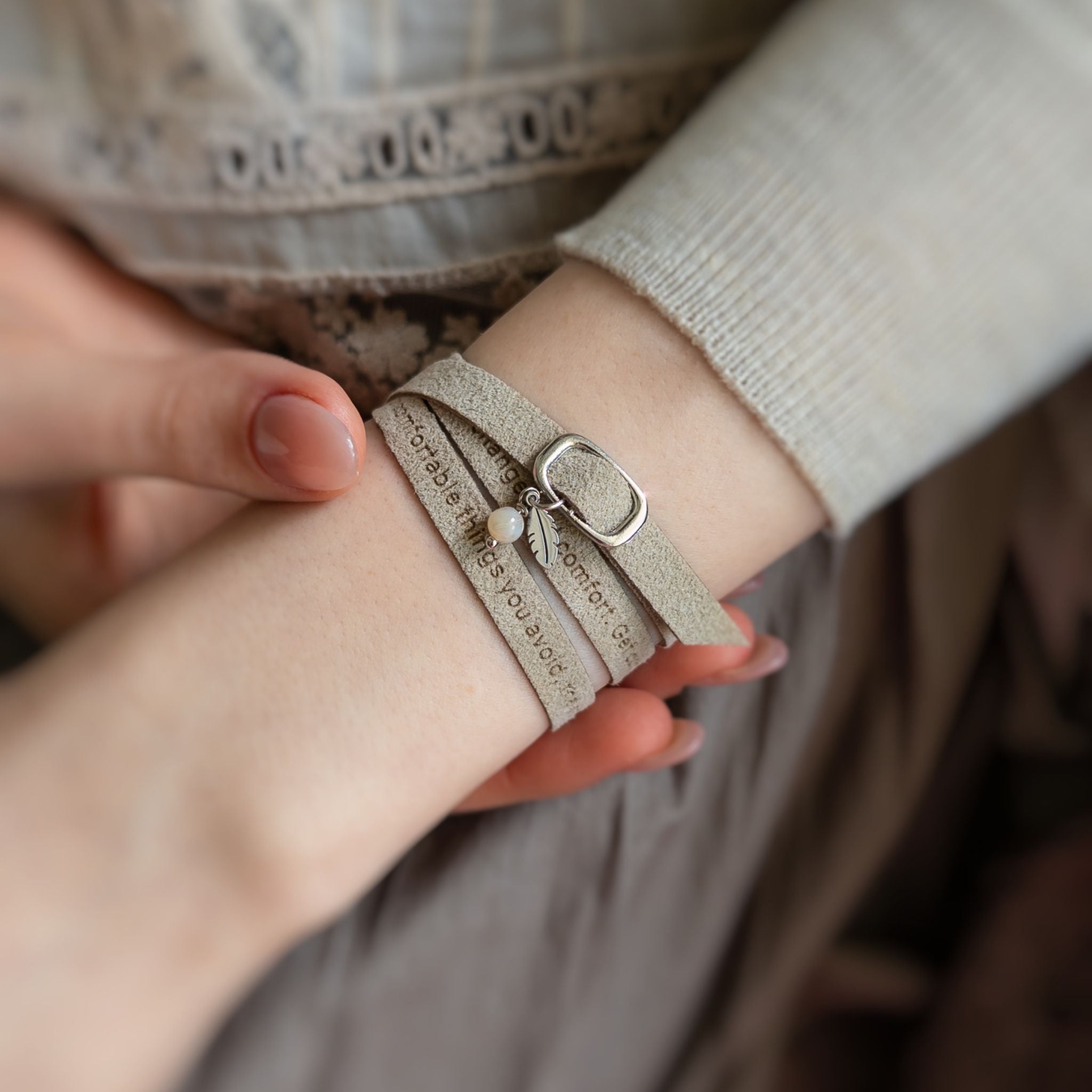 Delicate Custom Engraved Wrap Bracelet with a Clasp, 7 mm / 0.28