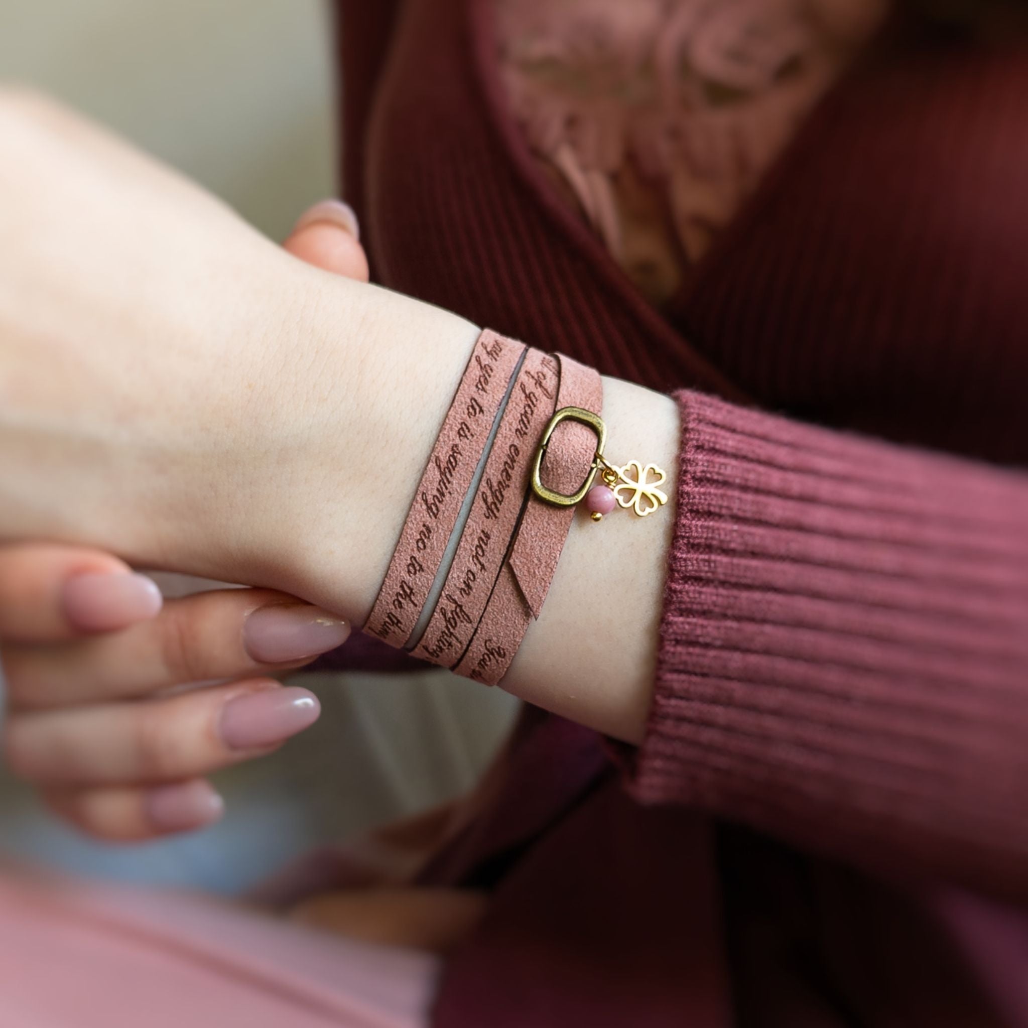 Delicate Custom Engraved Wrap Bracelet with a Clasp, 7 mm / 0.28