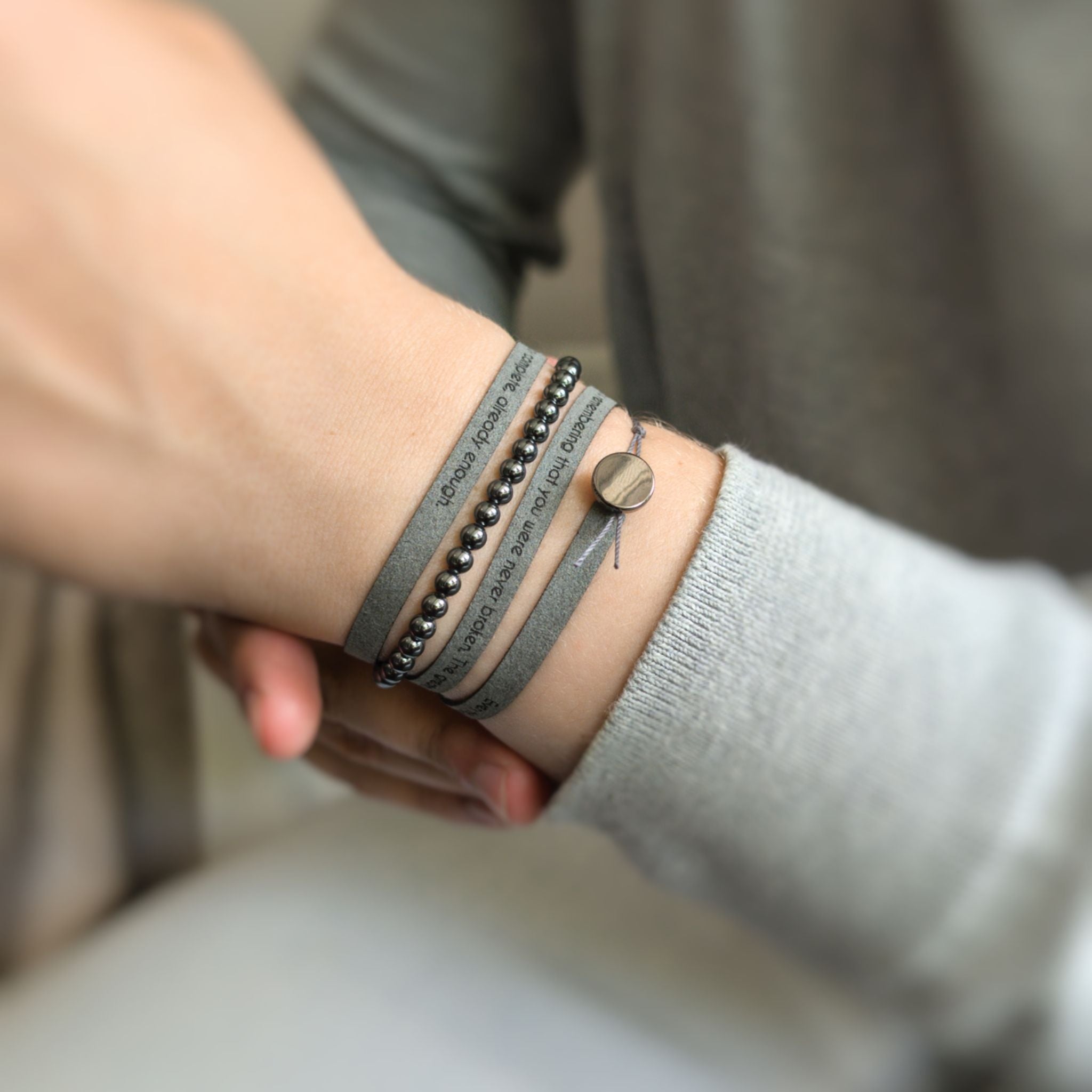 Men's Custom Engraved Wrap Bracelet with 4 mm Gemstones, 5mm / 0.2