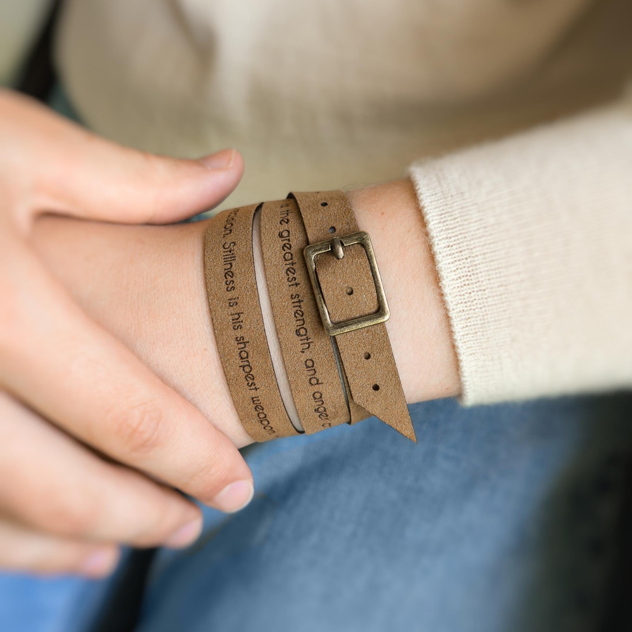 Bold Custom Engraved Bracelet with a Buckle, 12 mm / 0.47
